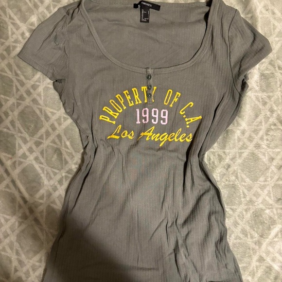 Forever 21 Gray Women's Top - Property of C.A. 1999 Los Angeles - Picture 1 of 2
